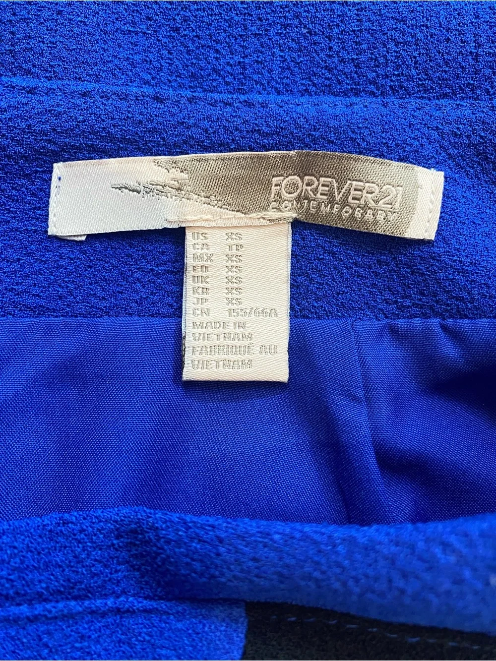 Forever 21 Royal Blue Mini Skirt Faux Wrap Black Stripe